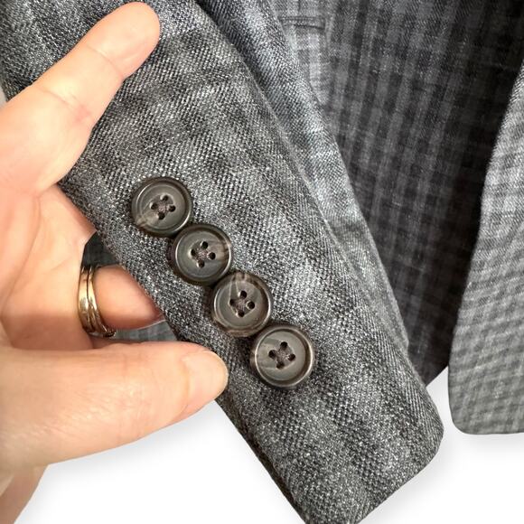 Lauren Ralph Lauren Wool Silk Blend Gray Plaid Two Button Blazer Men's Size 46L - Picture 7 of 13